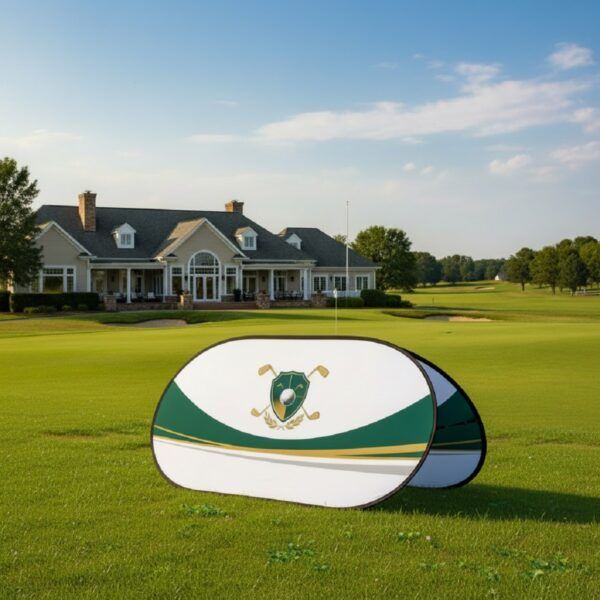 Beachbanner bedruckt vor Golfclub