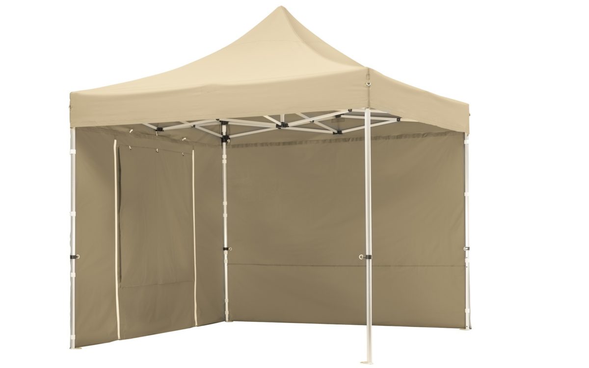 Pavillon 300x300 cm natur Fenster geschlossen