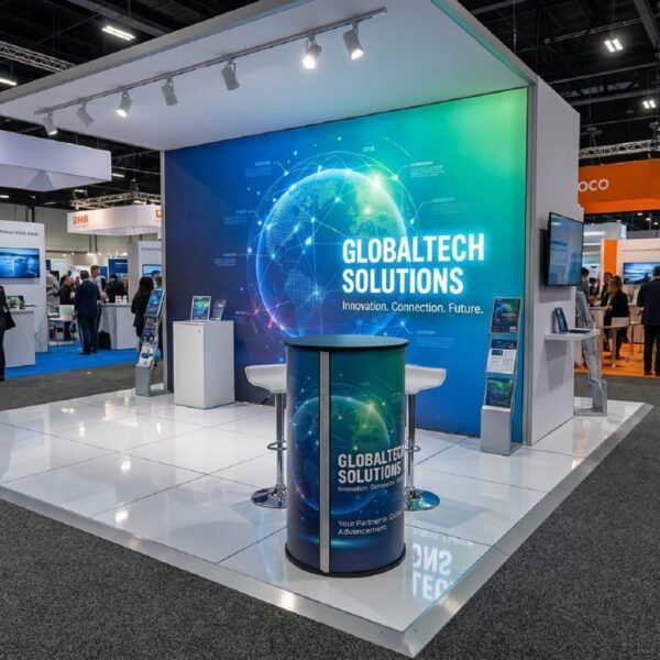 Ein Messestand mit einer Runden Promotheke