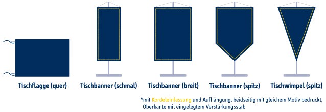 Tischfahnen Übersicht WEBA