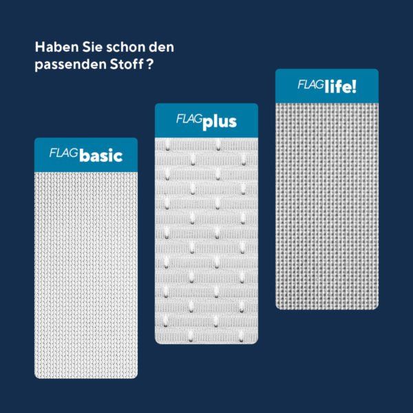 Verfügbare Fahnenstoffe bei WEBA