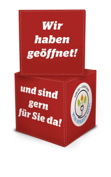auffällige Werbung vor Ort und stabiler Sitzwürfel in Einem. Das sind die DekoCubes von WEBA. Hier mit dem Hinweis auf „wir sparen mit“