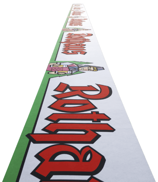 so lang wie Sie werben möchten: Banner-Werbung mit Vliesbanner, hier für die Rothaus Brauerei