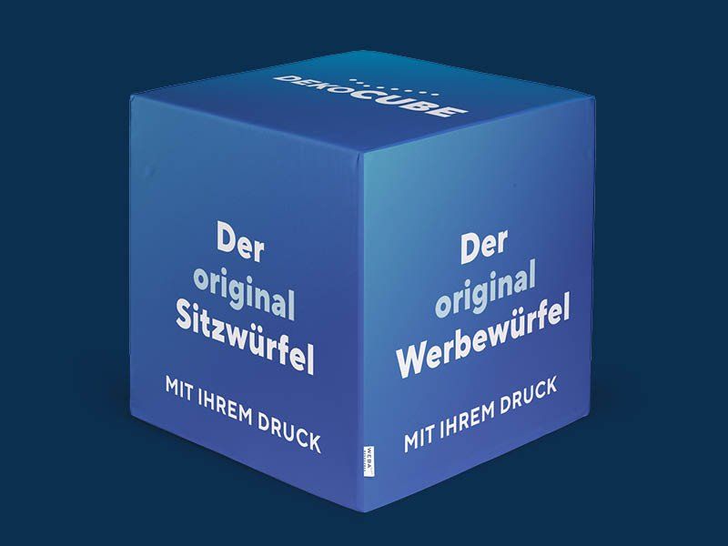 Sitzwürfel bedrucken DekoCubes, ein Werbewürfel mit Ihrem individuellen Druck