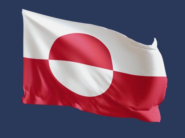 Freiwehende Grönland Nationalfahne im Querformat