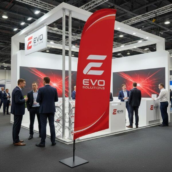 Beachflag in rot mit Bodenplatte