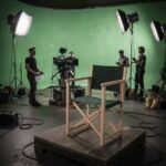 Regiestuhl aus Holz in Grün