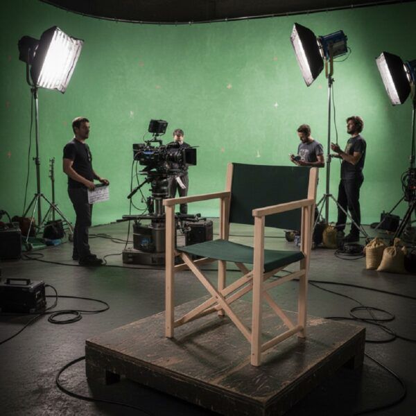 Regiestuhl aus Holz in Grün