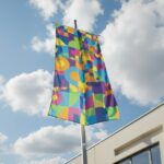 Bunte Werbefahne im Querformat