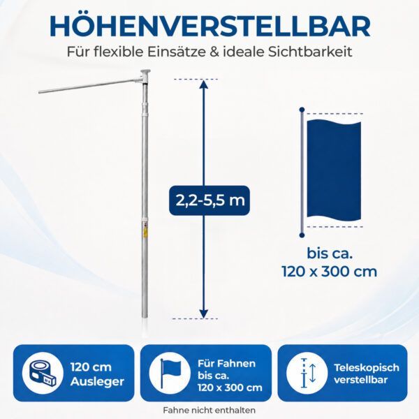 Höhenverstellbarer Fahnenmast